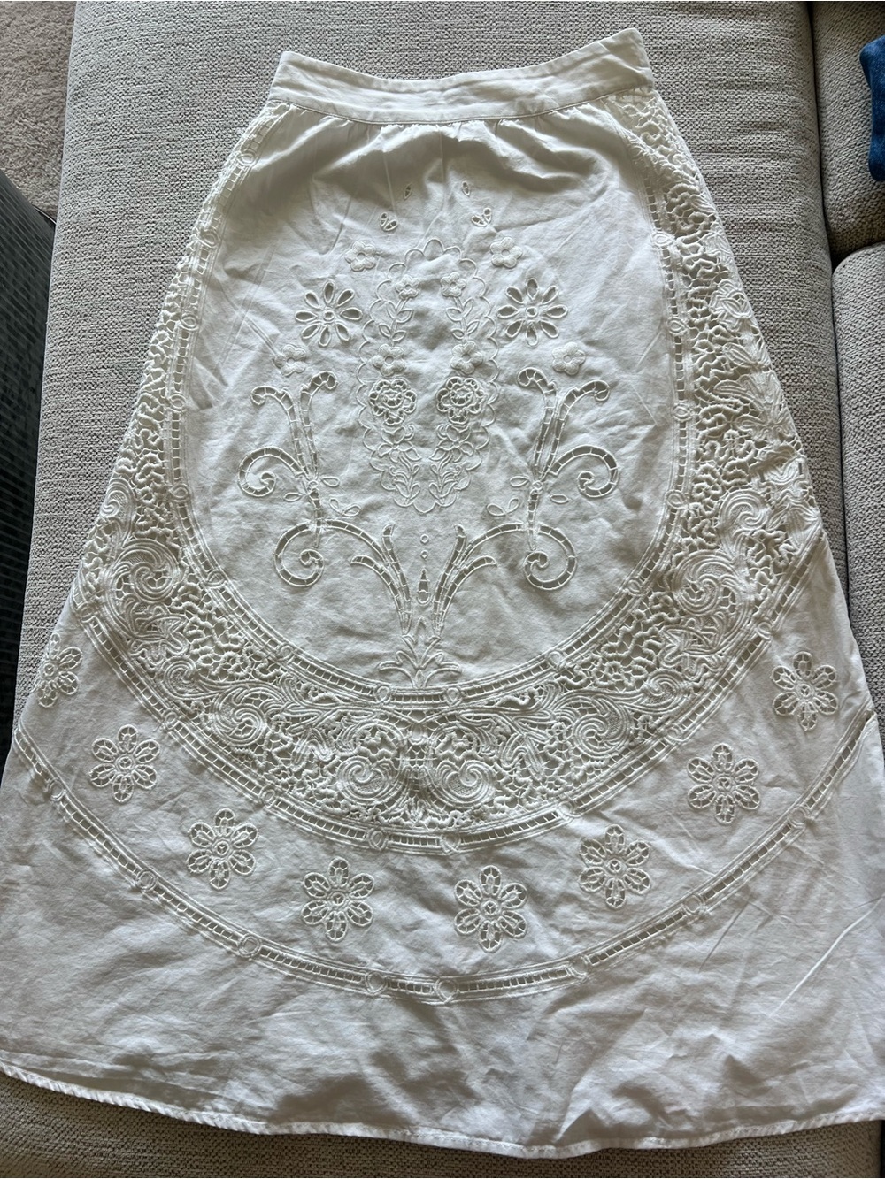 Sezane White Eyelet Embroidered Midi Skirt - Picture 2 of 2
